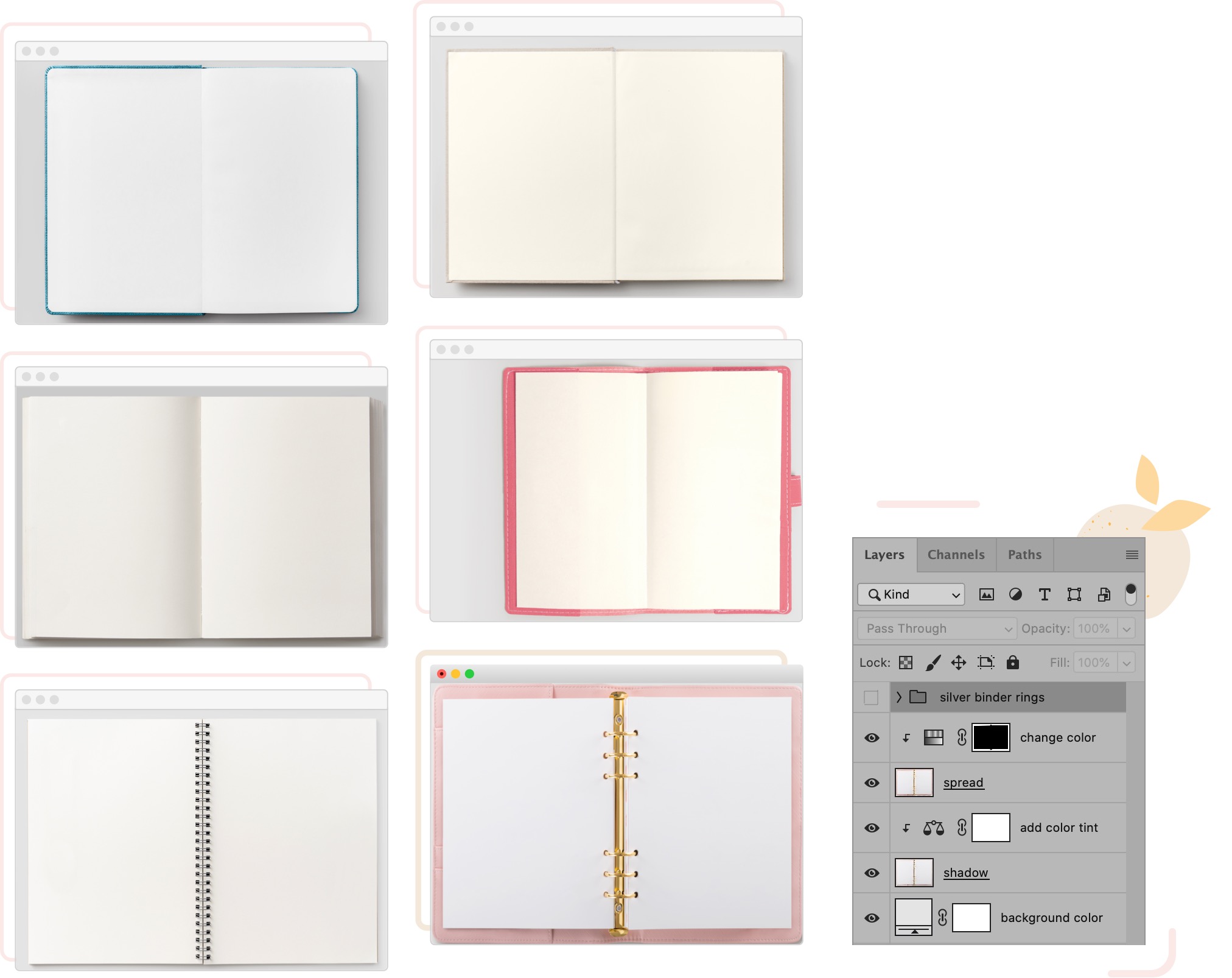 6 Layered PSD Files With Customizable Paper Spreads